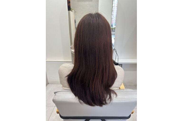 大きめウェーブもドライヤーのみでストレートヘアに